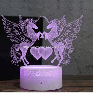 Cute Heart Bear 3D LED Illusion Night Light Table Desk Lamps,3 Color Changing Lights With USB Charger for Kids Gifts thumbnail-1