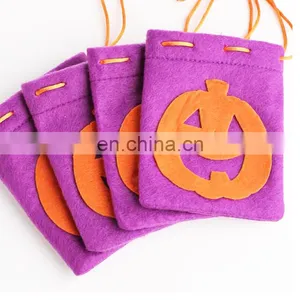 Wholesale 2109 Polyester Large Tote Bag Halloween Felt Pumpkin Candy Bag thumbnail-4