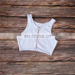 Cheap Nice Women Ladies Sexy Sleeveless Low-cut Vest Metal Chain Crop Tops Hot Night Club Wear thumbnail-7