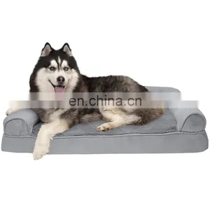 High Quality Dog Bed Memory Foam Faux Fleece Pet Sofa Luxury Ped Bed With Waterproof Liner thumbnail-5