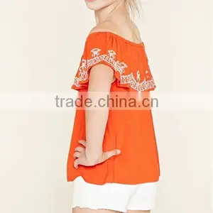 Latest Design Summer Tops 2016 off Shoulder Floral Embroidery Design Top thumbnail-2