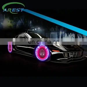 4PCS Car Ambient Hub Lamp Solar Energy Decorative Neon Tire Led Light Rgb Auto Wheel Cap Lights Exterior Styling Accessories thumbnail-1