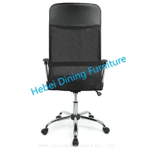 Dining Furniture Fabric and Mesh Upholstery Seat Black Ergonomic Desk Chair Chrome Legs Swivel Office Chair thumbnail-4