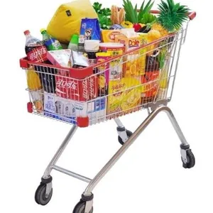 Steel Wire Supermarket Shopping Trolley Cart thumbnail-1