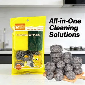 Wholesale Stainless Steel Scour Ball Durable Kitchen Cleaner Set thumbnail-1