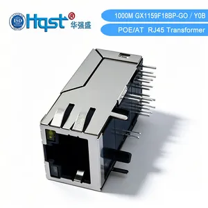 Industrial 1000M POE+ RJ45 Connector GX1159F18BP-GO/Y0B 2250V Isolation Gold Plated Ethernet Socket Transformer thumbnail-1