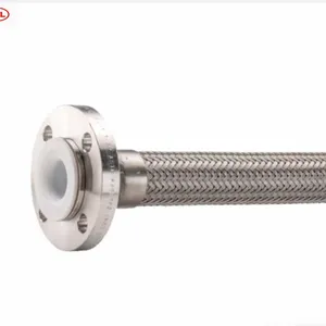 Acid Resistant Connectors Flange Type Steam Flexible Metal PTFE Lined Stainless Steel Braided Hose thumbnail-1