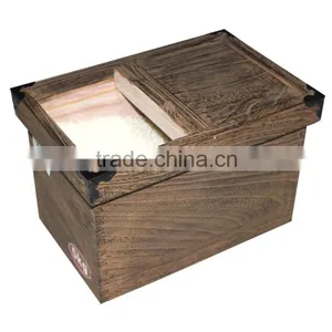 Antique Design Storage Use Wood Packaging Rice Box 5 kg 10 kg Wooden Flour Box thumbnail-1