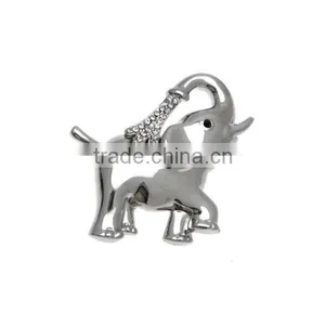 Wholesale 5*4.7cm Crystal Silver Colored Elephant Brooch thumbnail-1