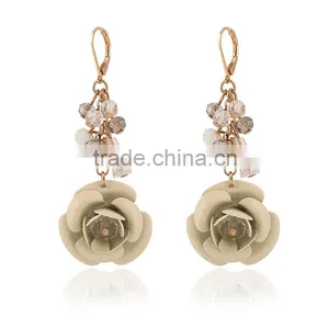 2016 Latest Design Wholesale Price Women Elegant Enamel Flower Drop Earring thumbnail-3
