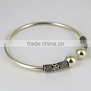 Engraving Work Plain Silver 925 Sterling Silver Bangle thumbnail-1