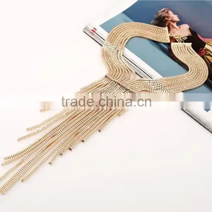2016 New Design Luxury Statement Fashion Tassel Alloy Necklace For Women Collar thumbnail-6