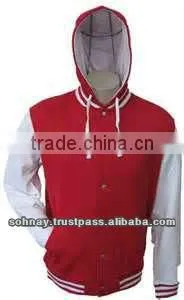 Hooded Varsity Letterman Baseball Jacket thumbnail-1