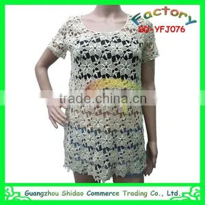 High Quality Fashion Designer Embroidery Clothing Lace Woman Cotton Embroidery Blouse thumbnail-1