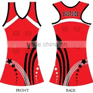 Red Color Custom Made Netball Dress Fit Slim Style thumbnail-2