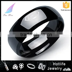 OEM Service Wholesale 316L Stainless Steel 18K Gold Plated Superman Wedding Rings thumbnail-1