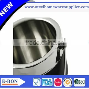 Hot Sale Stainless Steel Ice Bucket With Black PU Leather Bar Tools thumbnail-3