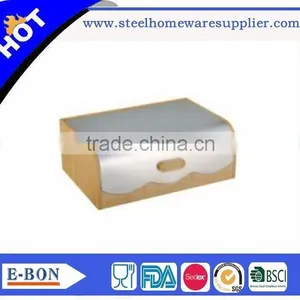 Finely Processed Stainless Steel Wooden Bread Bin thumbnail-1