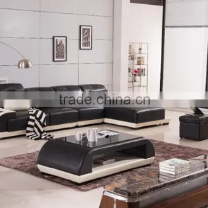 Modern Cow Leather Home Used Black High Quality Leather Sofa AL509 thumbnail-1