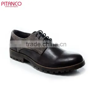 Restoring Ancient Ways Lace-up Leather and Canvas Shoes for Men thumbnail-1
