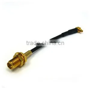 SMA Female Bulkhead to MMCX Male Right Angle R/A With LMR100 Cable, Cable Assembly, Pigtail, Jumper Cable thumbnail-1