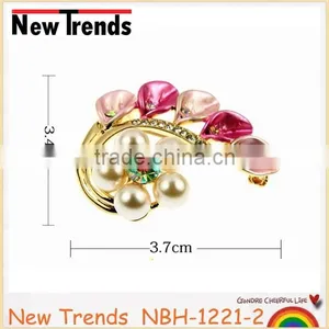 Wholesale Fashion Painting Pearl Rhinestone Brooch thumbnail-2