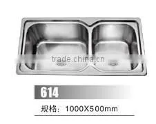 China Best Quality Undermount Stainless Steel Two Bowls Antique Bathroom Sink thumbnail-5