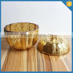 LXHY-T047 Hand Pressed Wedding Candy Jars Halloween Pumpkin Shaped Glass Jar thumbnail-1