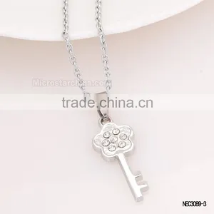 Crystal Heart Key Silver Plated Couple Necklace For Valentine's Day Girlfriend thumbnail-4