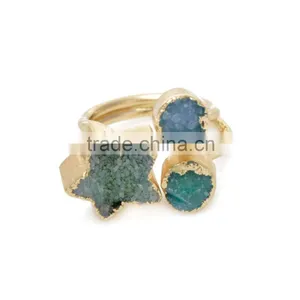 Beautiful Natural Raw Stone Ring Fashion Three Point Quart Ring Adjustable Five-Pointed Star Jewelry thumbnail-4