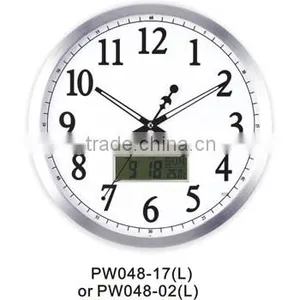 Pearl Metal Wall Clock PW048 With LCD Display Month Date Day Temperature thumbnail-2