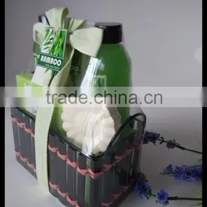 Nice Fragrance Bath Set 170ml Shower Gel Bubble Bath and 70ml Body Lotion 100g Soap Fizzer With Bamboo Basket thumbnail-5