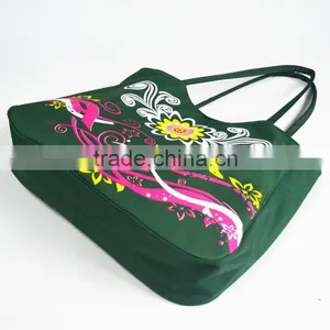 Women's Canvas Large Capacity Beach Tote Bag Portable Shopping Bag thumbnail-2
