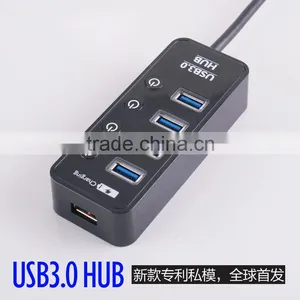 Factory Supply 4 Port Usb 3.0 Hub With Individual Switches and LEDS, 4 Port USB 3.0 HUB +1 Quick Charging Charging Port thumbnail-2