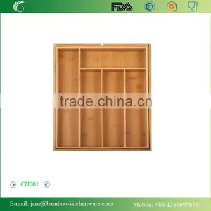 BAMBOO WOODEN EXTENDING CUTLERY TRAY ORGANISER EXPANDABLE DRAWER thumbnail-1