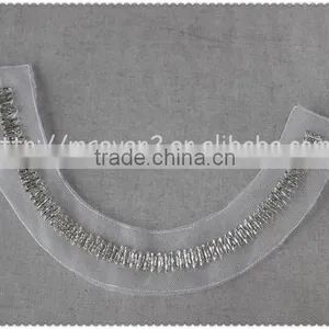 2016 Fahion Handmade Crystal Tube Bead Collars, White Organza Beaded Collar for Garment thumbnail-5