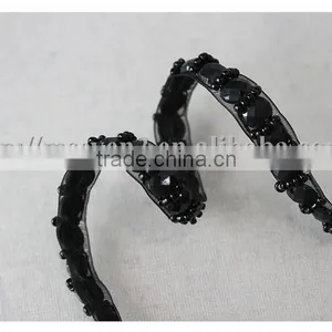 Handmade Black Organza Beaded Trim Decorative Beaded Trimming for Garments/bags/dress thumbnail-5