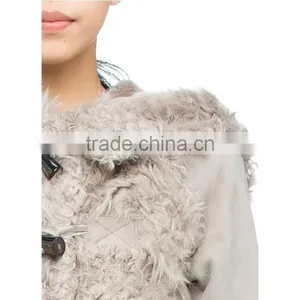 Customized Ladies' Long Chinese Full Lambskin Hooded Coat With Horn Toggles Button thumbnail-5