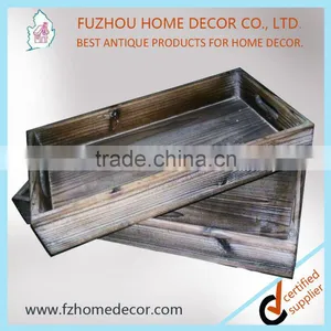 2016 New Style Antique Solid Wooden Tray Box With White Washed thumbnail-1