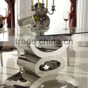 F346 2015 Hot Sale Glass Top Modern Stainless Steel Console Table thumbnail-3