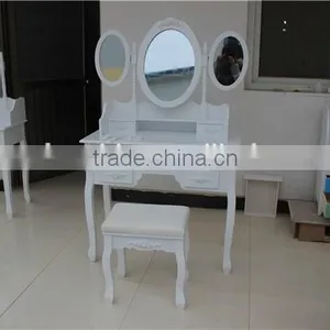 Jasmine Dressing Table Set With Adjustable Oval Mirror And Stool YD-E-1 Knock Down Package 90*40*148cm thumbnail-3