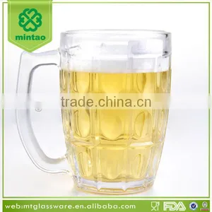 Machine Made Clear Glass Beer Mug With Handle thumbnail-1
