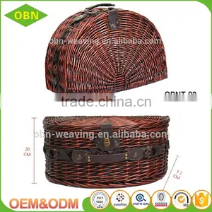 Handwoven Eco-friendly Cheap Antique Mini Wicker Oval Picnic Basket for 2 Persons thumbnail-5