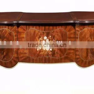 Classical Luxury Italian Design Solid Wood Office Table With Artistic Marquetry Decor for CEO Manager Room BF12-04244c thumbnail-2