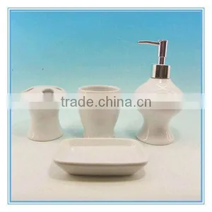 Hot Sale Mini Round White Dehua 4pcs Ceramic Novelty Bathroom Accessories thumbnail-1