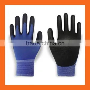 18 Gauge Ultra Lite Black Polyurethane Coated Gloves,Blue Nylon Working PU Gloves,Safety PU Palm Fit Gloves thumbnail-1
