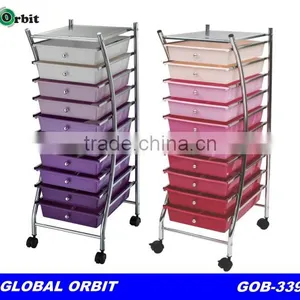 Colorful 10 Tier Plastic Storage Drawer Cart thumbnail-1