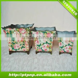 Garden Decorative Antique Metal Flower Pots With Rose Design thumbnail-1