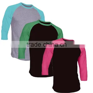 No Brand Customized Your Own Tee Classic 3/4 Sleeve Baseball Plain Blank Relaxed Fit Men Jersey Raglan T-shirt Wholesale thumbnail-1