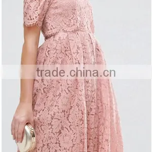 Guangzhou Clothing OEM Pink Undertone Cold Shoulder Lace Prom Dresses thumbnail-5